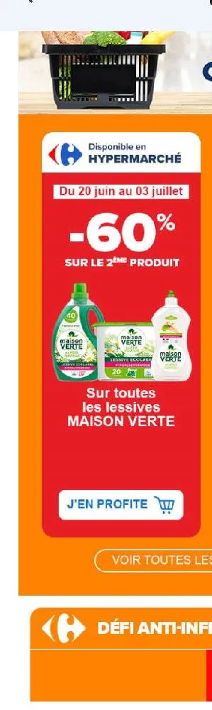 Promo Lessive Liquide Maison Verte chez Carrefour Market