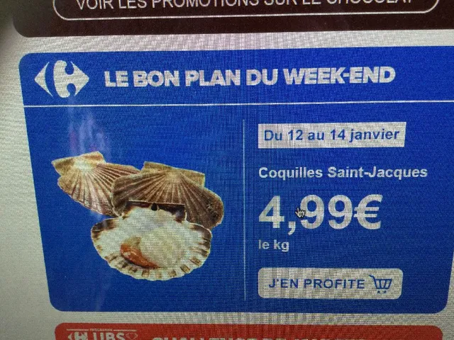 Le bon plan du week-end : Coquilles Saint-Jacques à 4,99€ le kilo
