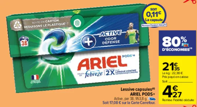 Lessive capsules Ariel PODS+ ( à 1€27 )