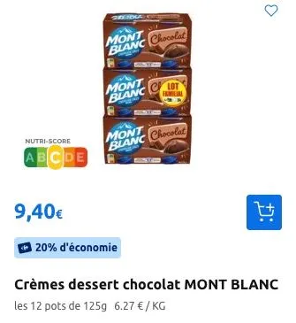 Crèmes dessert chocolat MONT BLANC