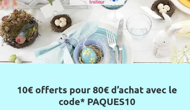 10€ Offert pour 80€ d'achat avec le code PAQUES10 - 2