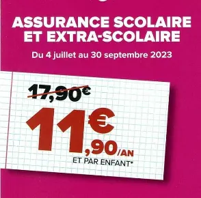 Assurance Scolaire 11€90/An ( Carrefour Assurance )