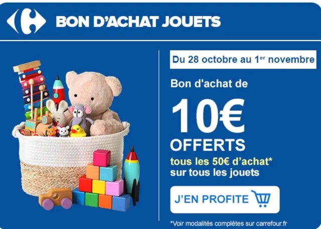 10€ en bon d'achat dès 50€ de jouets achetés