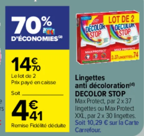 Lingettes anti décoloration DECOLOR STOP 4€41