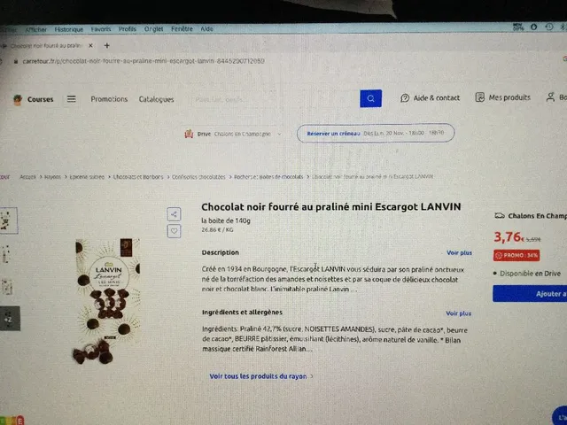 Chocolat noir fourré au praliné mini Escargots 🐌 LANVIN à -34%