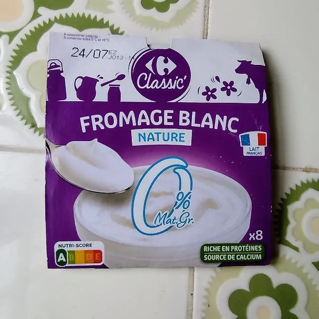 Fromage blanc nature 0% MG CARREFOUR CLASSIC'