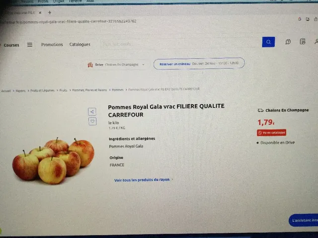 Pommes 🍎 Royal Gala vrac FILIÈRE QALITE CARREFOUR 1,79€ le kilo
