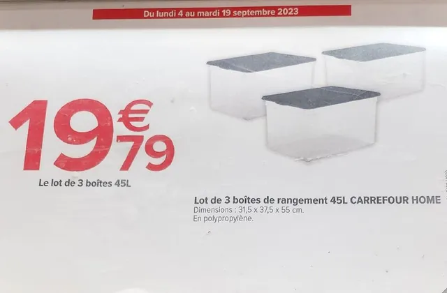 3 boîtes de rangement Carrefour home