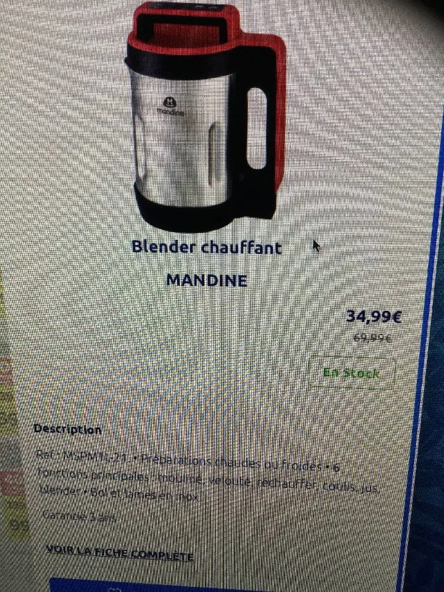 Blender chauffant MANDINE promo 34,99€ au lieu de 69,99€