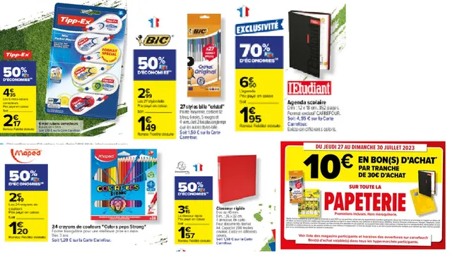 Fournitures Scolaire à 3€69 / 3€92 ( si besoin )