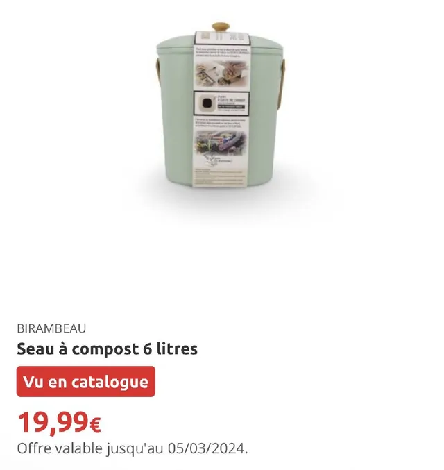 Seau à compost 6 litres 19,99€ Vu en catalogue💥