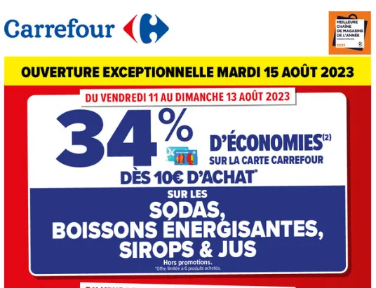 34% sur la carte dès 10€ d'achat ( Soda, Jus .. )