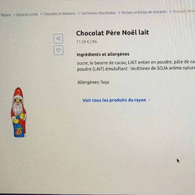 Idée pour petit budget Chocolat Père Noël Lait à 0,69€ à saisir