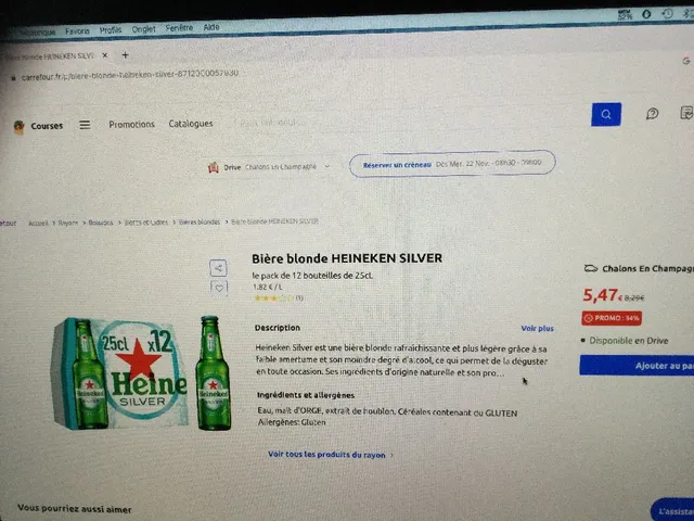 Bière blonde 🍺 HEINEKEN SILVER en promotion -34% soit 5,47€