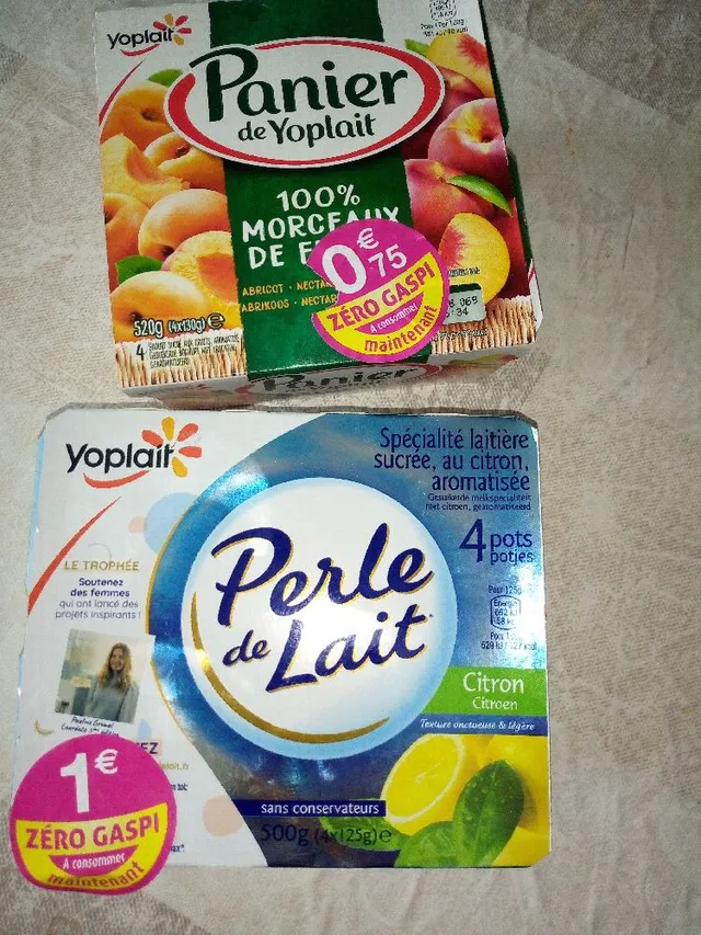 Zéro gaspillage à consommer maintenant à petit prix😎  🎀Yaourt Panier de Yoplait 0.75€ 🎀Yaourt perles de lait 1€