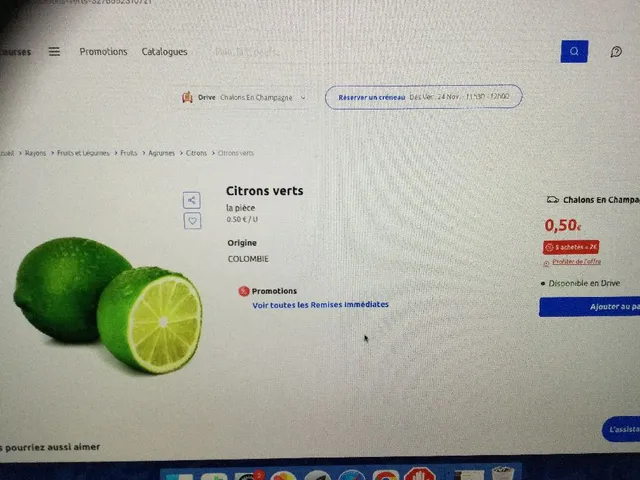 🍋 Citrons verts 0,50€ 5 achetés 2€