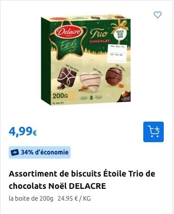 Assortiment de biscuits Étoile Trio de chocolats Noël DELACRE