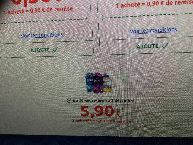 Nouveau coupon LENOR 3 achetés = 5,90€ de remise