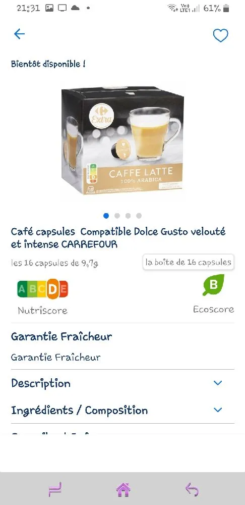 Capsules Carrefour compatible dolce gusto