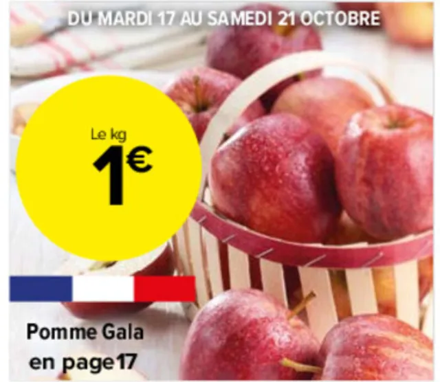 Pomme Gala/Granny/Golden 1€ le KG Carrefour Market