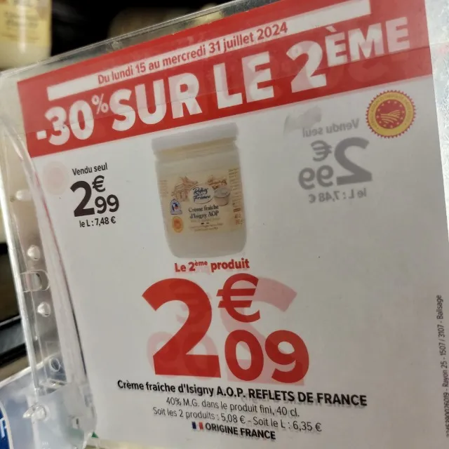 Crème Fraîche D’Isigny AOP REFLETS DE FRANCE