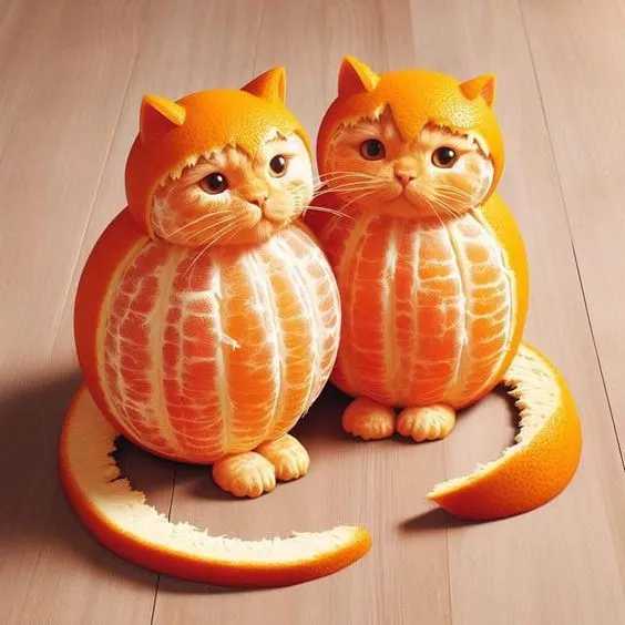 Chat en Orange et Clémentine