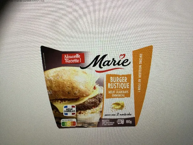 Burger rustique bœuf charolais emmental MARIE 3,79€ le 2ème à 68%